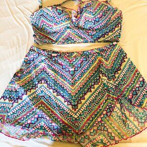 Torrid Underwire Push-Up Bikini Top & Swim Skirt Sz 2 (18-20)